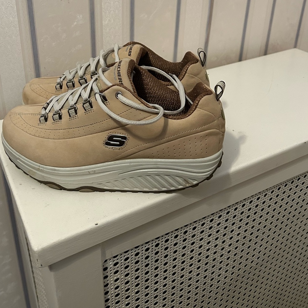 Skechers Beige and Brown Shape Ups Walking Shoes